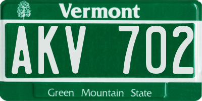 VT license plate AKV702