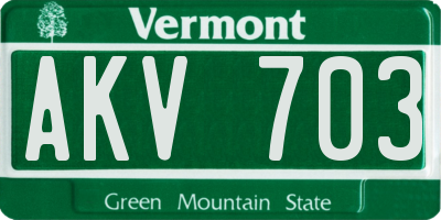 VT license plate AKV703