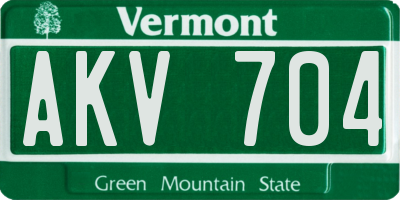 VT license plate AKV704
