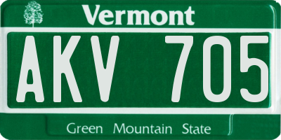 VT license plate AKV705