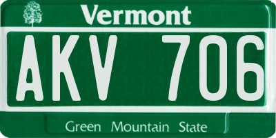 VT license plate AKV706