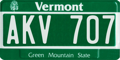 VT license plate AKV707