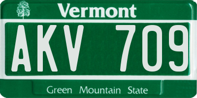 VT license plate AKV709