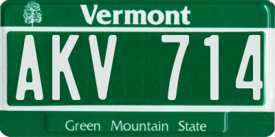 VT license plate AKV714