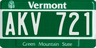 VT license plate AKV721