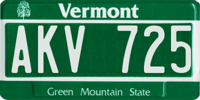 VT license plate AKV725