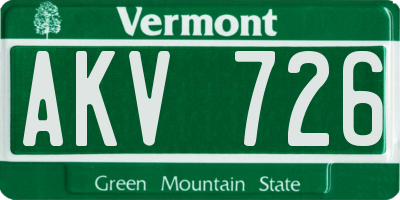 VT license plate AKV726