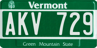 VT license plate AKV729