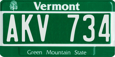 VT license plate AKV734