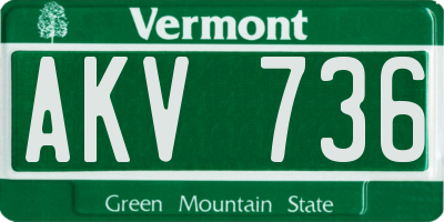 VT license plate AKV736