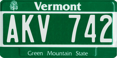 VT license plate AKV742