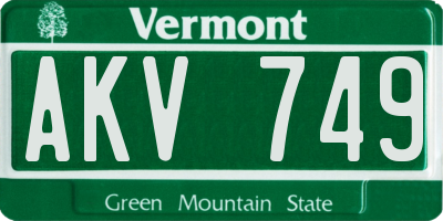 VT license plate AKV749