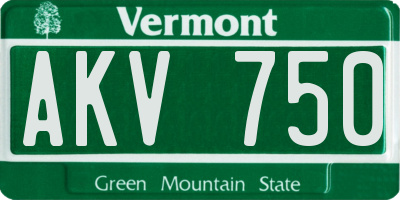 VT license plate AKV750