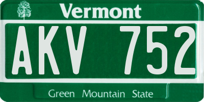 VT license plate AKV752