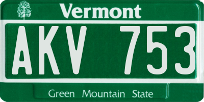 VT license plate AKV753