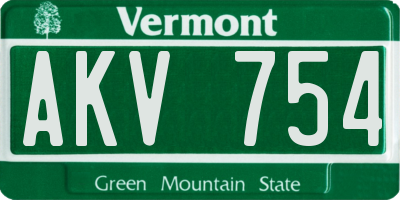 VT license plate AKV754