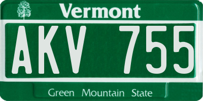 VT license plate AKV755