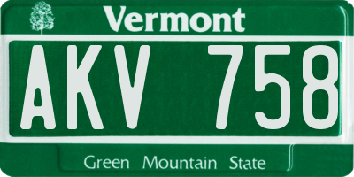 VT license plate AKV758