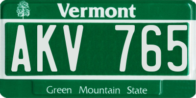 VT license plate AKV765