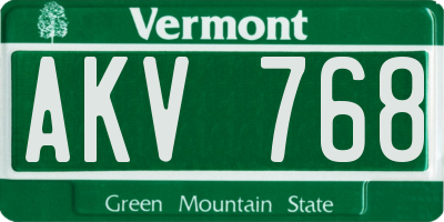 VT license plate AKV768