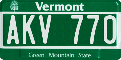 VT license plate AKV770