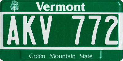 VT license plate AKV772