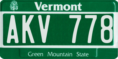 VT license plate AKV778