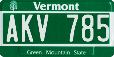 VT license plate AKV785