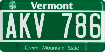 VT license plate AKV786