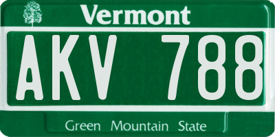 VT license plate AKV788