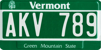 VT license plate AKV789