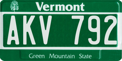 VT license plate AKV792