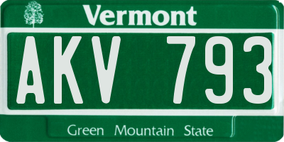VT license plate AKV793