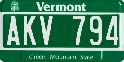 VT license plate AKV794