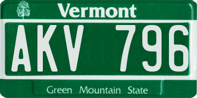 VT license plate AKV796