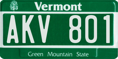 VT license plate AKV801