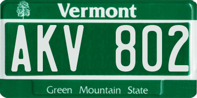 VT license plate AKV802