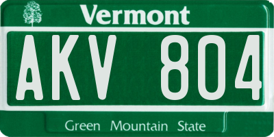VT license plate AKV804