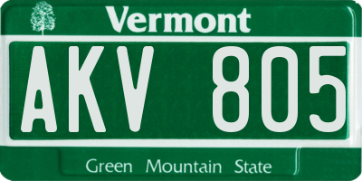 VT license plate AKV805