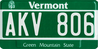 VT license plate AKV806