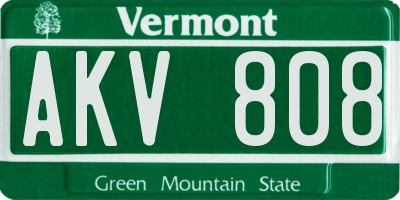 VT license plate AKV808
