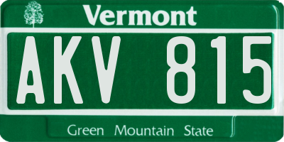 VT license plate AKV815