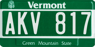 VT license plate AKV817