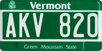VT license plate AKV820