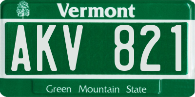 VT license plate AKV821