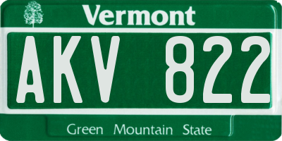 VT license plate AKV822