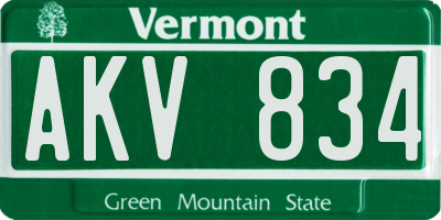 VT license plate AKV834