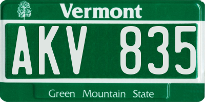 VT license plate AKV835