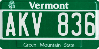 VT license plate AKV836