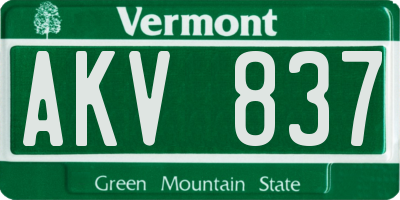 VT license plate AKV837